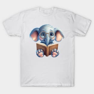 Elephant with Book T-Shirt